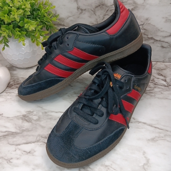 ADIDAS Samba Team Manchester United Sneakers Shoes Men's Size 7.5 Black - Picture 1 of 13